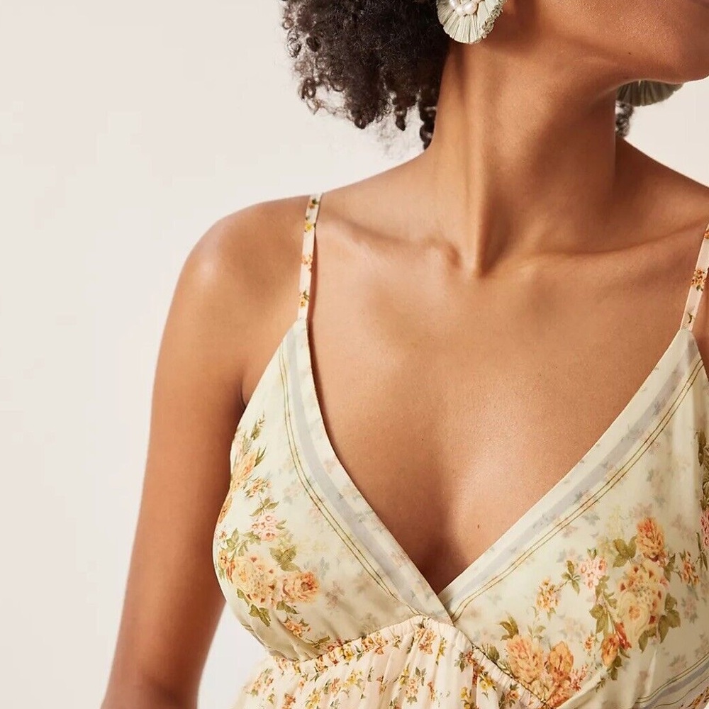 (SOLD) NWT Anthropologie Let Me Be Sz L Babydoll Yellow Floral Maxi Dress - Picture 4 of 8